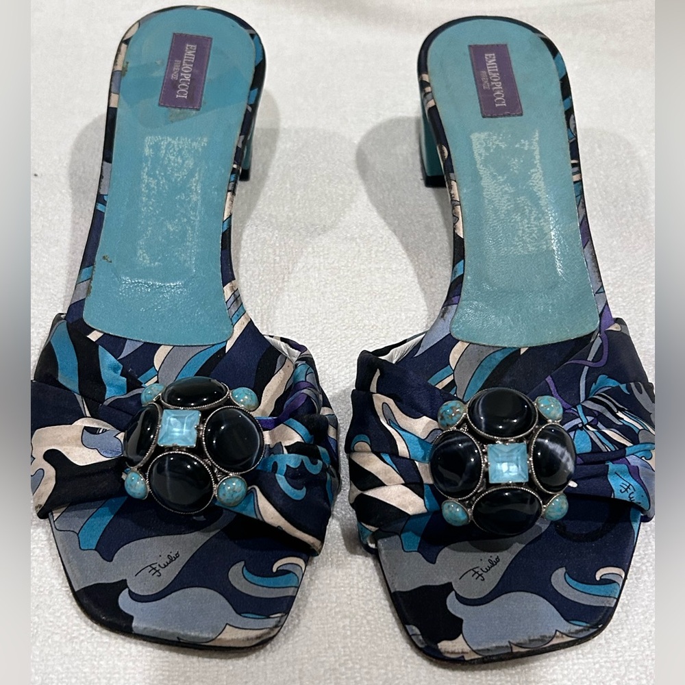 Emilio Pucci VTG 1960s Abstract Jeweled Mule Heels SIZE:40 EU - Picture 12 of 14